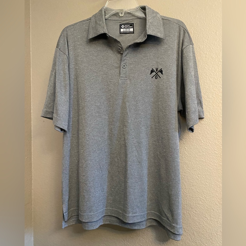 Violent Gentlemen Gray Golf Polo Shirt with V⚡️G Lightning Logo